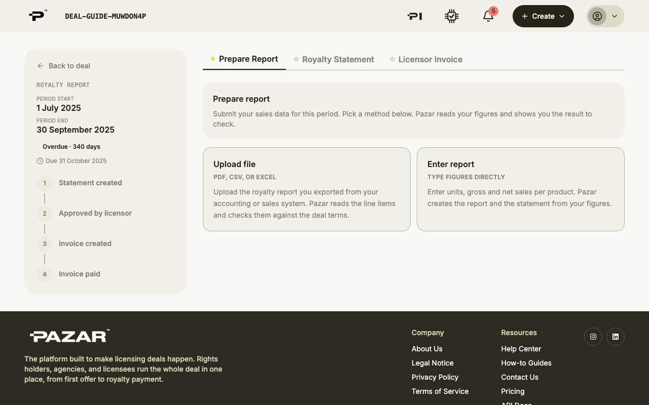 Prepare Report with Upload file and Enter report